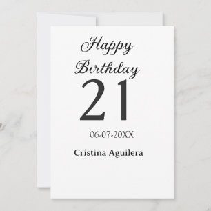 Happy 21st birthday bold letter simple name minima invitation