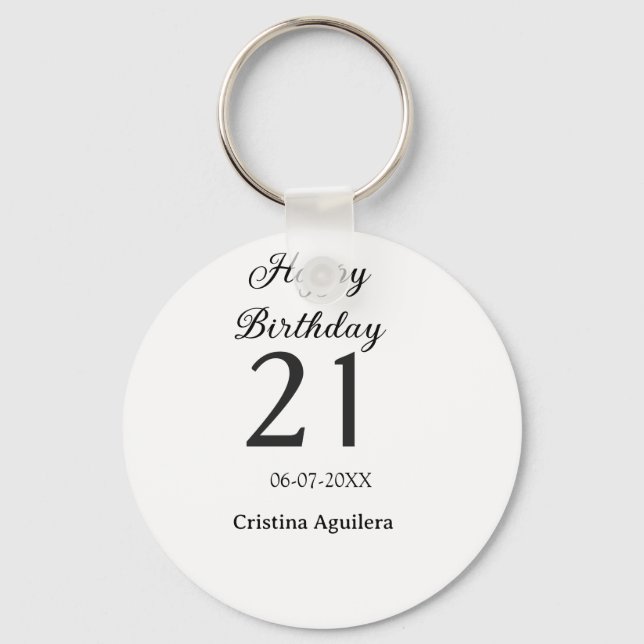 Happy 21st birthday bold letter simple name minima keychain (Front)