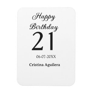 Happy 21st birthday bold letter simple name minima magnet