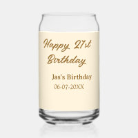 Happy 21st birthday brown pastel yellow name date