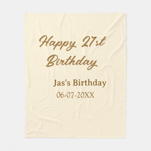 Happy 21st birthday brown pastel yellow name date  fleece blanket