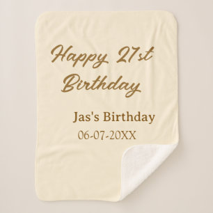 Happy 21st birthday brown pastel yellow name date sherpa blanket