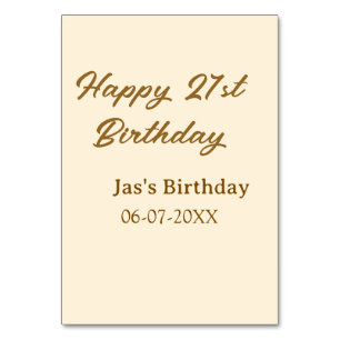 Happy 21st birthday brown pastel yellow name date table number