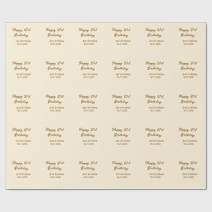 Happy 21st birthday brown pastel yellow name date  wrapping paper
