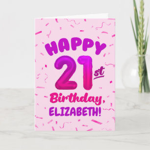 Happy 21st Birthday Card with Custom Name