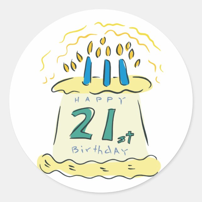 Happy 21st Birthday! Classic Round Sticker (Front)