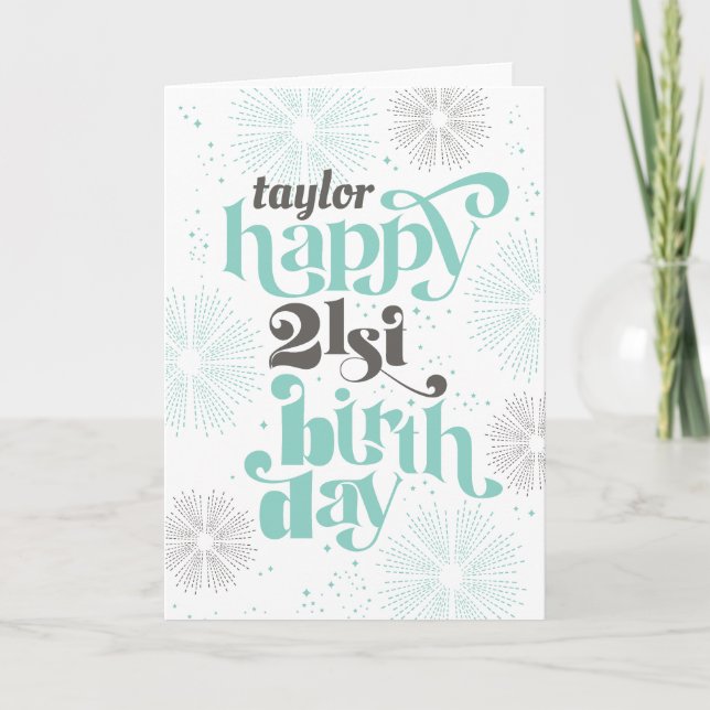 Happy 21st Birthday Customizable Greeting Card (Front)