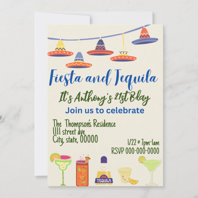 Happy 21st Birthday Customize-able Invitation (Front)