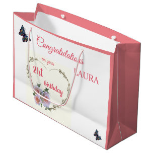Happy 21st Birthday design Large Gift Bag