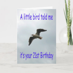 Happy 21st Birthday Flying Seagull bird Card