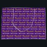 Happy 21st Birthday Gold Script Name Purple White Large Gift Bag<br><div class="desc">The gift bag is royal purple. The birthday bag has a text pattern for the recipient's name in a faux gold script and the phrase Happy 21st Birthday. The name (Shown: Elizabeth) appears in an elegant faux (not foil) gold script. The other text is white. All of the text can...</div>