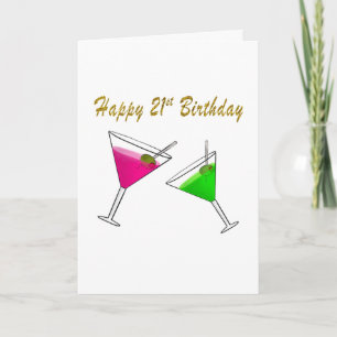 Happy  21st Birthday Martini Glass with Olives Card