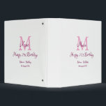 Happy 21st Birthday pink add name monogram modern Binder<br><div class="desc">beautiful design</div>