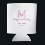 Happy 21st Birthday pink add name monogram modern Can Cooler<br><div class="desc">beautiful design</div>