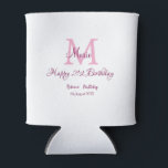 Happy 21st Birthday pink add name monogram modern Can Cooler<br><div class="desc">beautiful design</div>