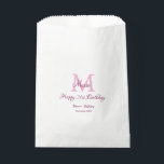 Happy 21st Birthday pink add name monogram modern Favour Bag<br><div class="desc">beautiful design</div>