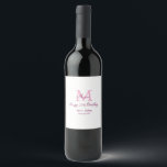 Happy 21st Birthday pink add name monogram modern Wine Label<br><div class="desc">beautiful design</div>