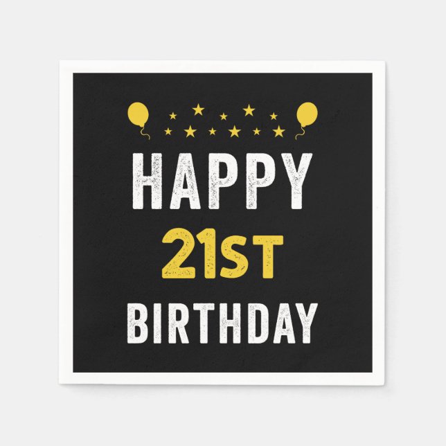 Happy 21st Birthday Vicenarian Celebration Party Napkin (Front)