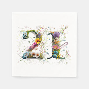 Happy 21st Birthday Wildflowers Happy Birthday Napkin