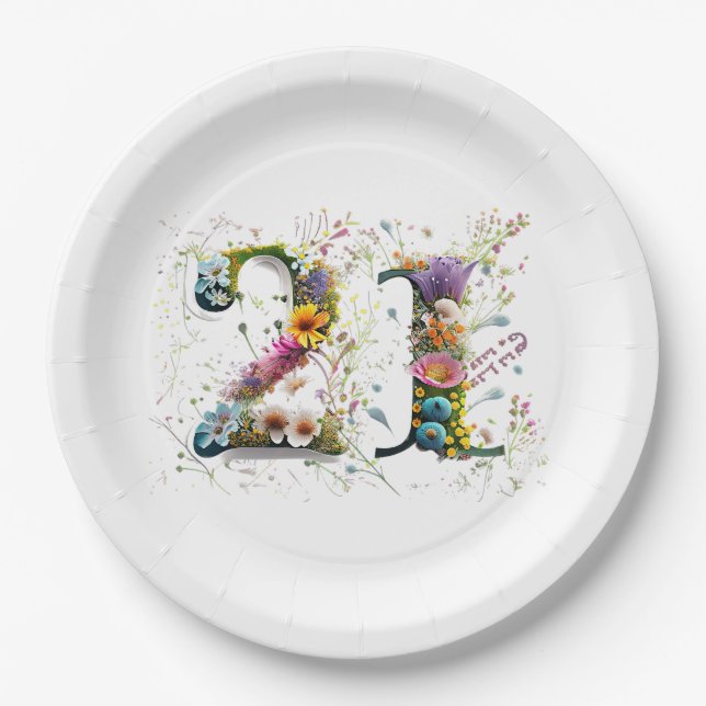 Happy 21st Birthday Wildflowers Happy Birthday Paper Plate (Front)