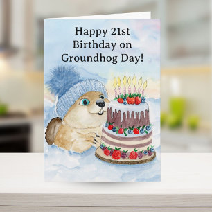 Happy 21st Groundhog Day Birthday Card