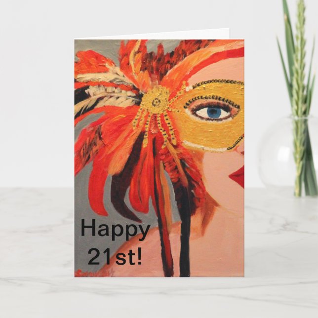 "Happy 21st" Sassy Lady Birthday Card (Front)