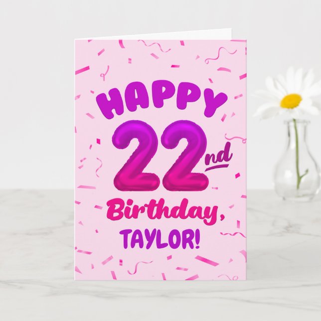 Happy 22nd Birthday Card with Custom Name (Small Plant)