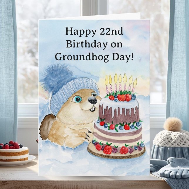  Happy 22nd Groundhog Day Birthday  Card (Creator Uploaded)