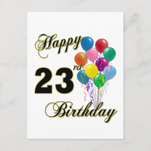 Happy 23rd Birthday Gifts with Balloons Postcard