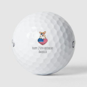 Happy 250th Birthday America Corgi Patriotic Flag Golf Balls