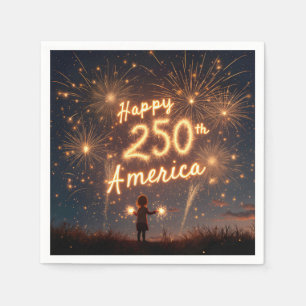 Happy 250th Birthday America In Fireworks Napkin