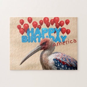 Happy 250th Birthday America Patriotic Ibis Bird Jigsaw Puzzle
