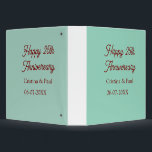 Happy 25th aniversary green mauve pastel boho retr binder<br><div class="desc">design</div>