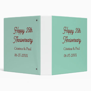 Happy 25th aniversary green mauve pastel boho retr binder