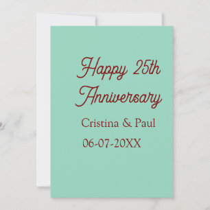 Happy 25th aniversary green mauve pastel boho retr invitation