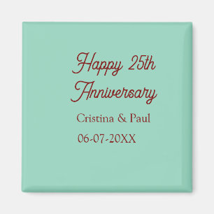 Happy 25th aniversary green mauve pastel boho retr magnet
