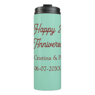 Happy 25th aniversary green mauve pastel boho retr thermal tumbler