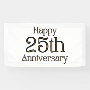 Happy 25th Anniversary 1.6x3 Vinyl Banner