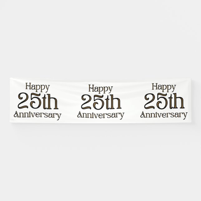 Happy 25th Anniversary 2.5x10 Vinyl Banner (Horizontal)