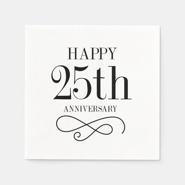 Happy 25th Anniversary Cocktail Napkins (Front)