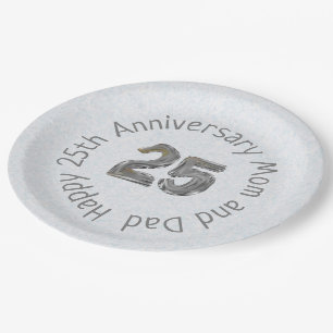 Happy 25th Anniversary Mom and Dad Classic Paper Plate