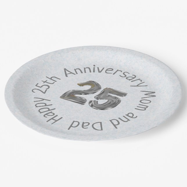 Happy 25th Anniversary Mom and Dad Classic  Paper Plate (Angled)