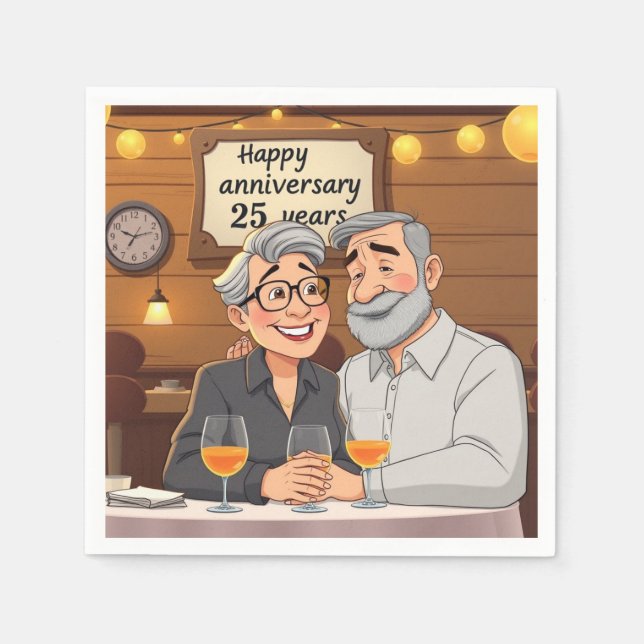 Happy 25th Anniversary Napkin (Front)