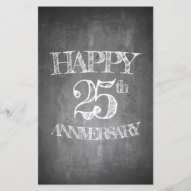 Happy 25th anniversary on chalk board (Front)
