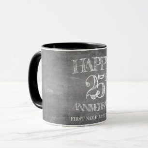 Happy 25th anniversary on chalk board mug