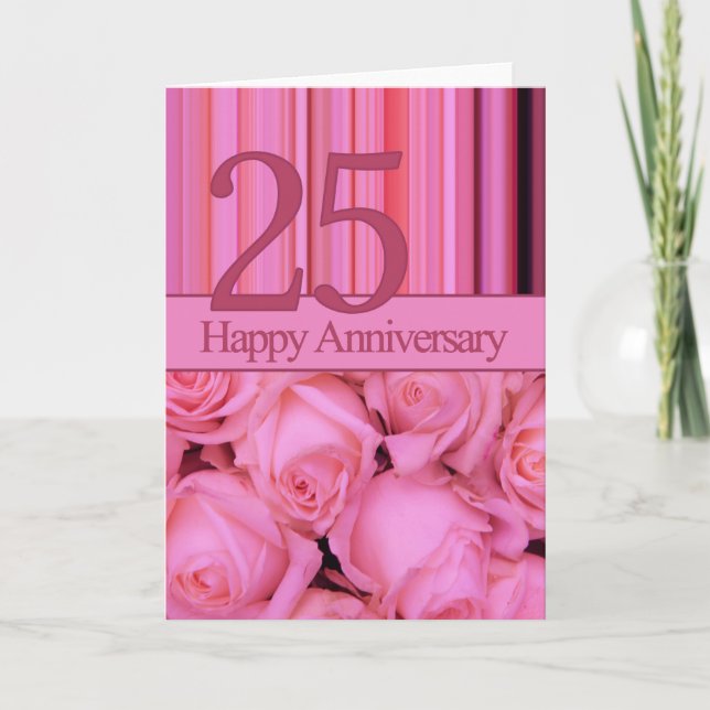 Happy 25th Anniversary roses Card (Front)