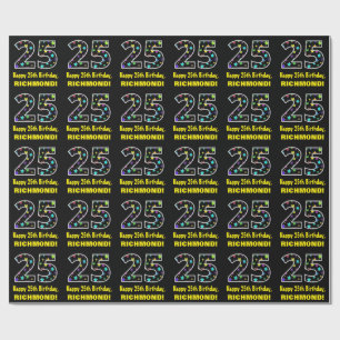 Happy 25th Birthday, Fun Colorful Stars Pattern 25 Wrapping Paper