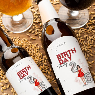 Happy 25th birthday, illustration  wine label