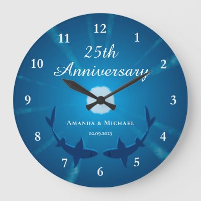 Happy 25th Wedding Anniversary Couple Sharks Moon