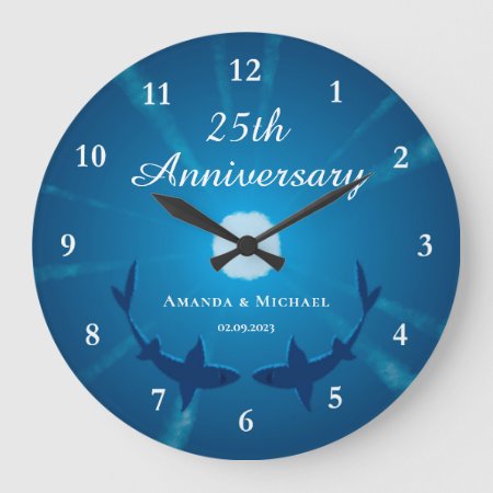 Happy 25th Wedding Anniversary Couple Sharks Moon